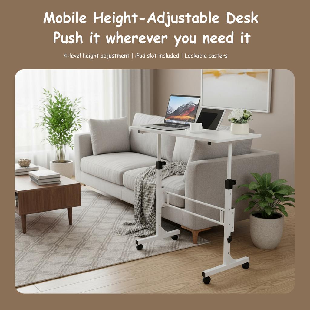 Portable Laptop Desk Adjustable Height Small Computer Desk 16x31.5 Inch for Home Office