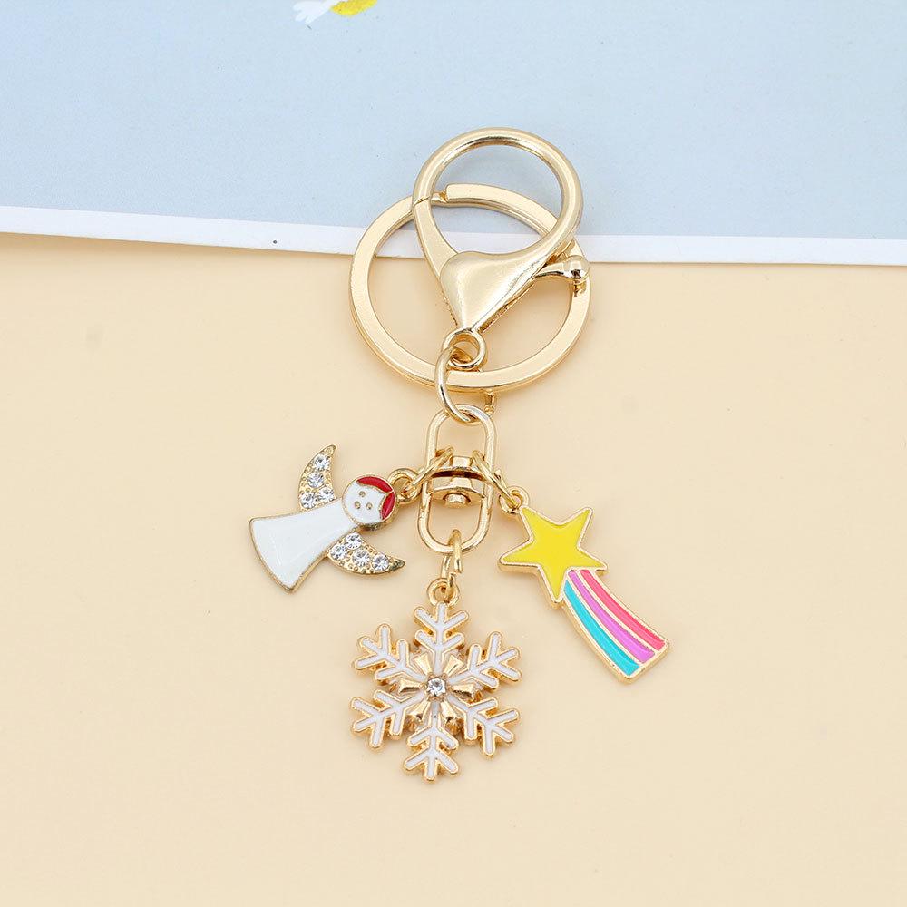 Santa Claus Snowflake Tree Keychain - Cute Cartoon Bag Charm for European & American Holiday Decoration, Small Gift Idea