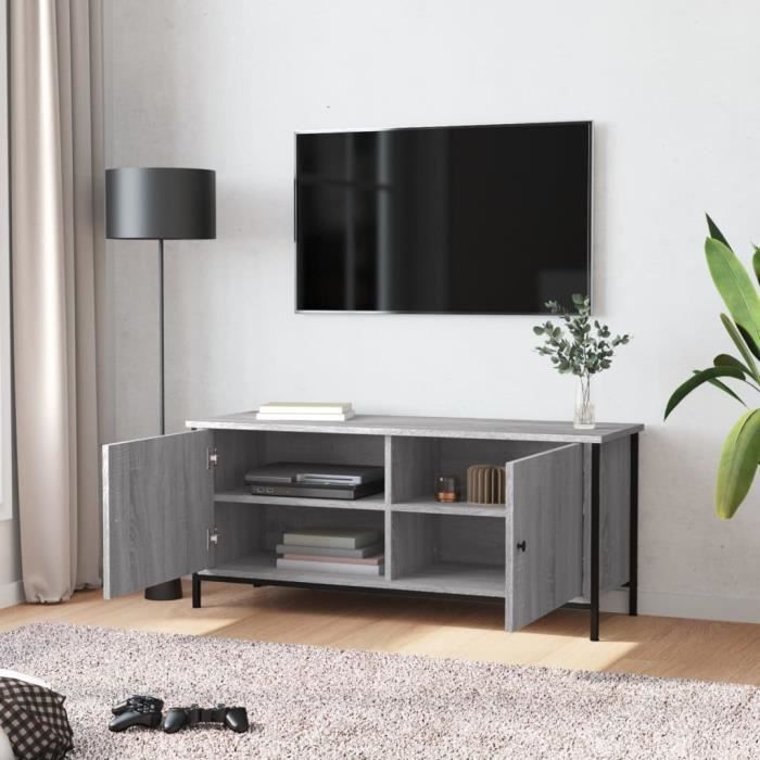 VidaXL Meuble TV avec portes sonoma gris 102x35x45cm bois d'ingénierie 826293