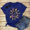 Colorful Daisy Petal Print T Shirt Women Short Sleeve O Neck Loose Tshirt Summer Women Tee Shirt Tops Camisetas Mujer