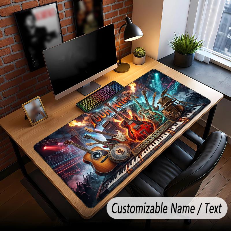 Music General Theme Custom Mouse Pad Personalized With Name Text Customized Desk Mat For Office Home Decor