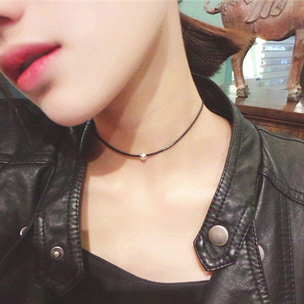 Little Ball Velvet Women Collar Leather Harajuku Pendant Silver Plated Bead Black Choker Necklace