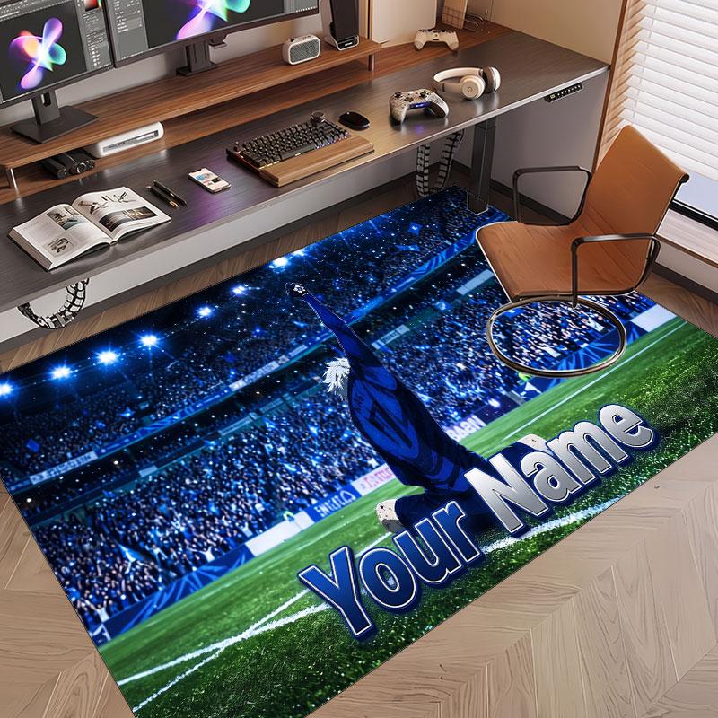 Custom Name Crystal Velvet Rug,Blue Lock Comfortable Anti Slip Floor Mat For Room Decoration