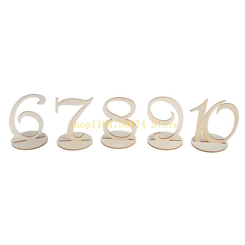 10 Pieces Wooden Table Numbers Table Numbers 11-20 Wooden Numbers with Holder Base Standing Wooden Wedding Decorations Top Sale