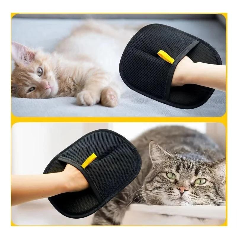 Double Sided Pet Hair Removal Gloves Reusable Grooming Tool for Dogs Cats Fur Static Free Cleaning for Carpets And Furniture