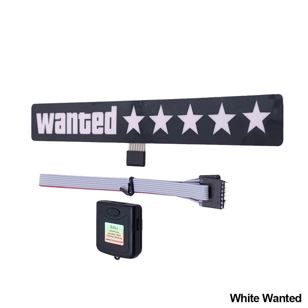 5 Stars Wanted Led Light-Emitting Window Sticker Windshield Sticker Jdm Decorative Car Accessories Light Board Without Battery