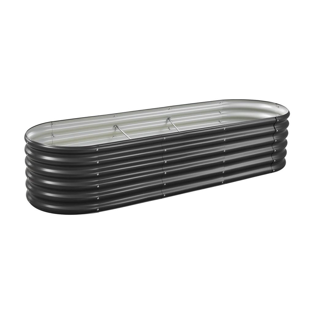 Metal Raised Garden Bed, 2.0 X 0.6 X 0.4 M Oval Outdoor Galvalume Planter Garden Box, Open Bottom Design, Large Planter Raised Bed for Growing