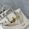Platinum bag 30 inch crocodile pattern first layer cowhide genuine leather European and American foreign trade large-capacity hand bag cross-border