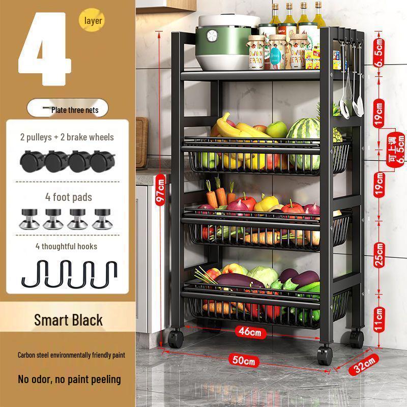 Stainless Steel Multi-Layer Kitchen Trolley for Fruits & Vegetables