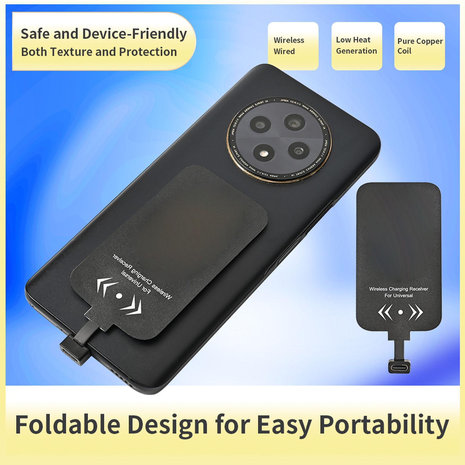 

Wireless Charging Receiver Adapter Fit for Samsung Galaxy Phone USB Type C Phones Thin Wireless Charger Receiver Module