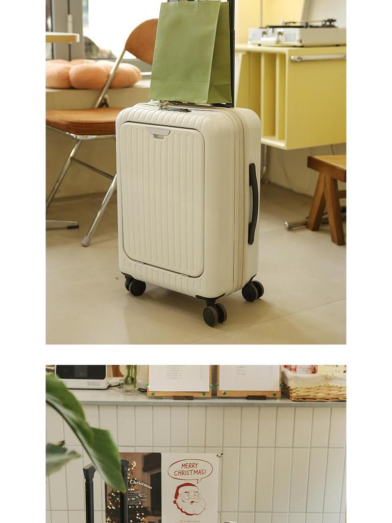 2024 Stylish 20-Inch Front-Opening Carry-On Suitcase with Double-Row Universal Wheels – Unisex High-End Design