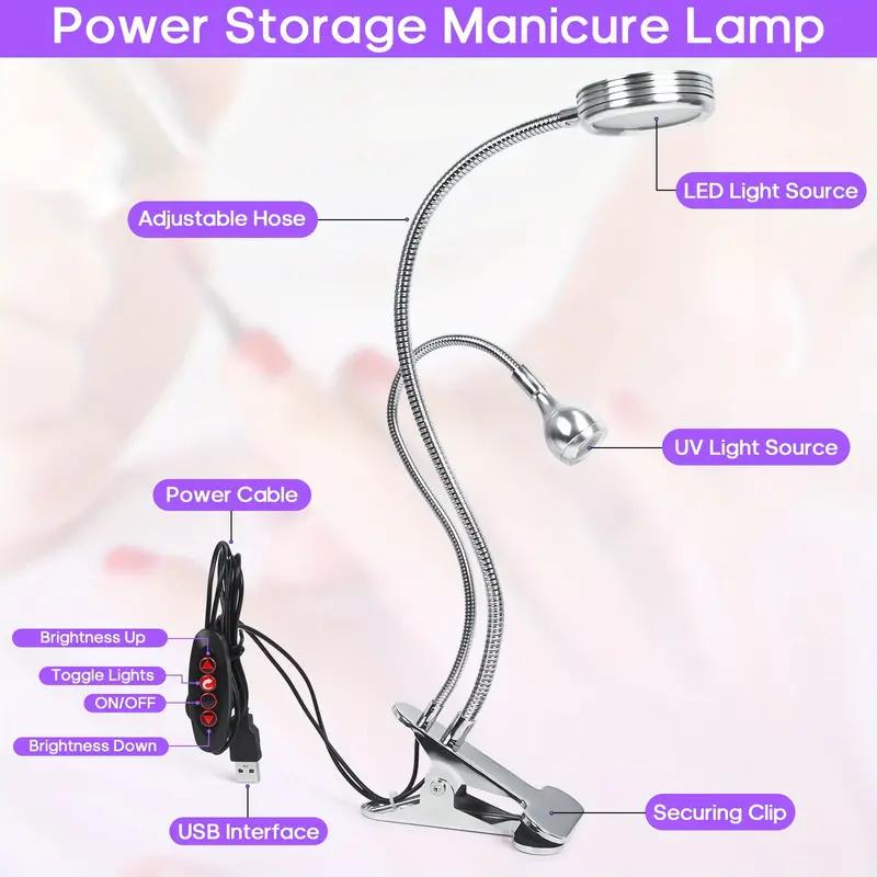 

Двойная УФ-светодиодная лампа для ногтей, гибкая, на зажиме, настольная, 360-градусная, мини-лампа для сушки ногтей, маникюрная лампа с USB-портом, УФ-лак для сушки ногтей