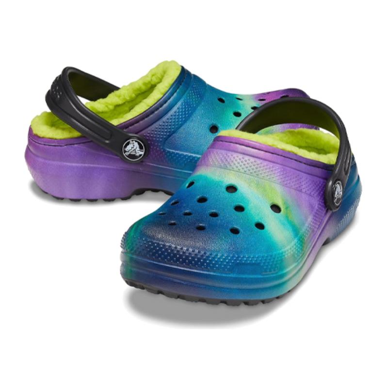 Crocs Classic Lined Out of the World Comfortable Casual Wooden Sole Children's Sandals Blue Green Purple Children's Model