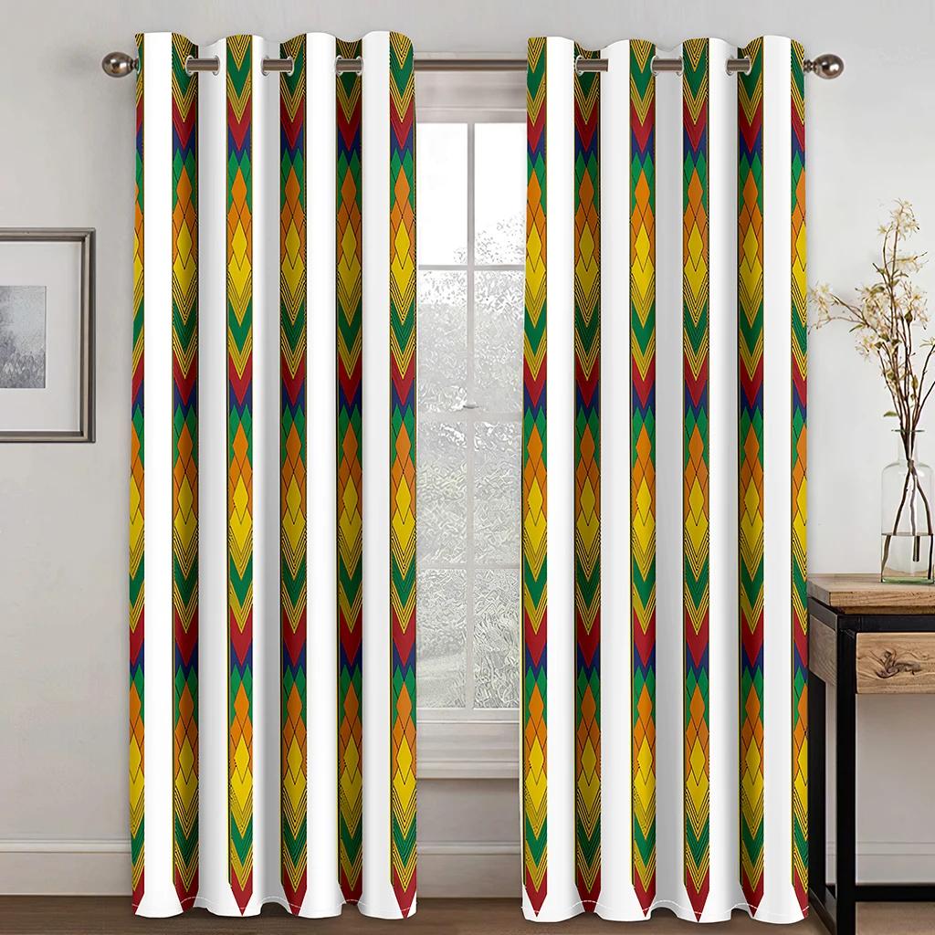 Ethiopian Ethnic Special Decoration Thin Fabric Curtain for Living Room Bedroom Curtain 3D Print Luxury Window Treatment Drapes
