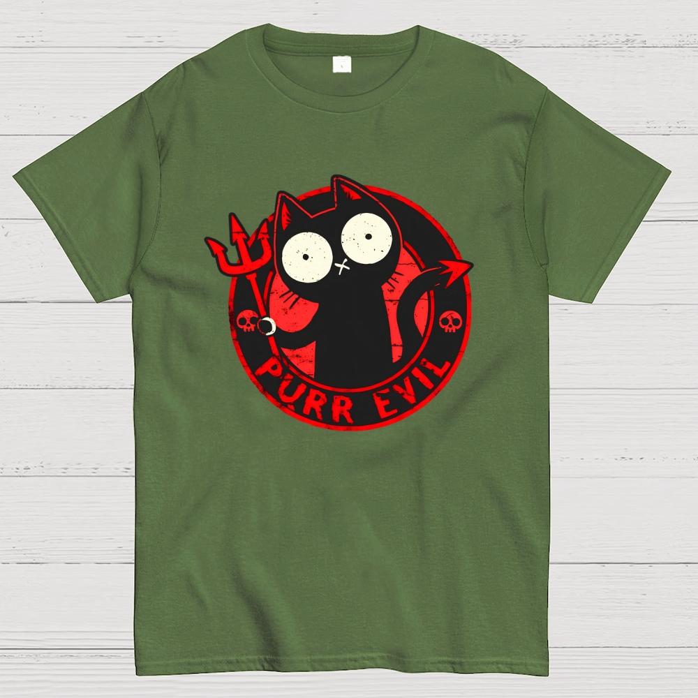 Purr Evil Cat Cotton Summer Casual Cool Loose T-Shirt
