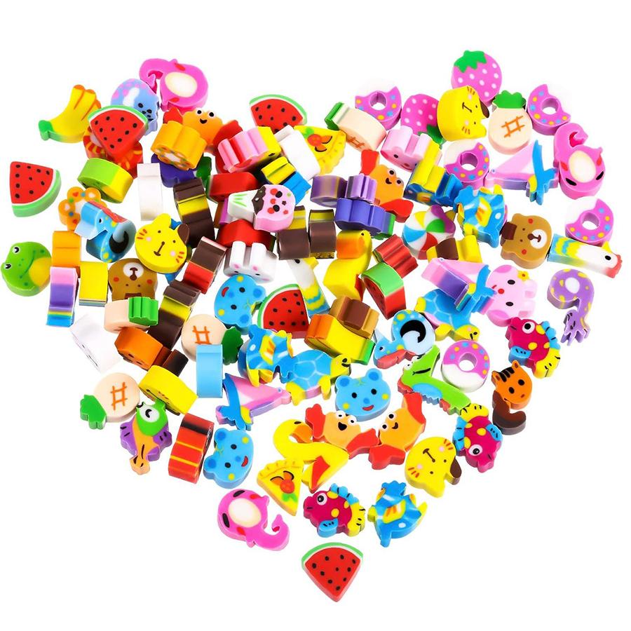 30/60/200pcs Cartoon Themed Mini Rubbers Cute Portable Eraser Office Study Supplies for Writing Drawing Correction XJM
