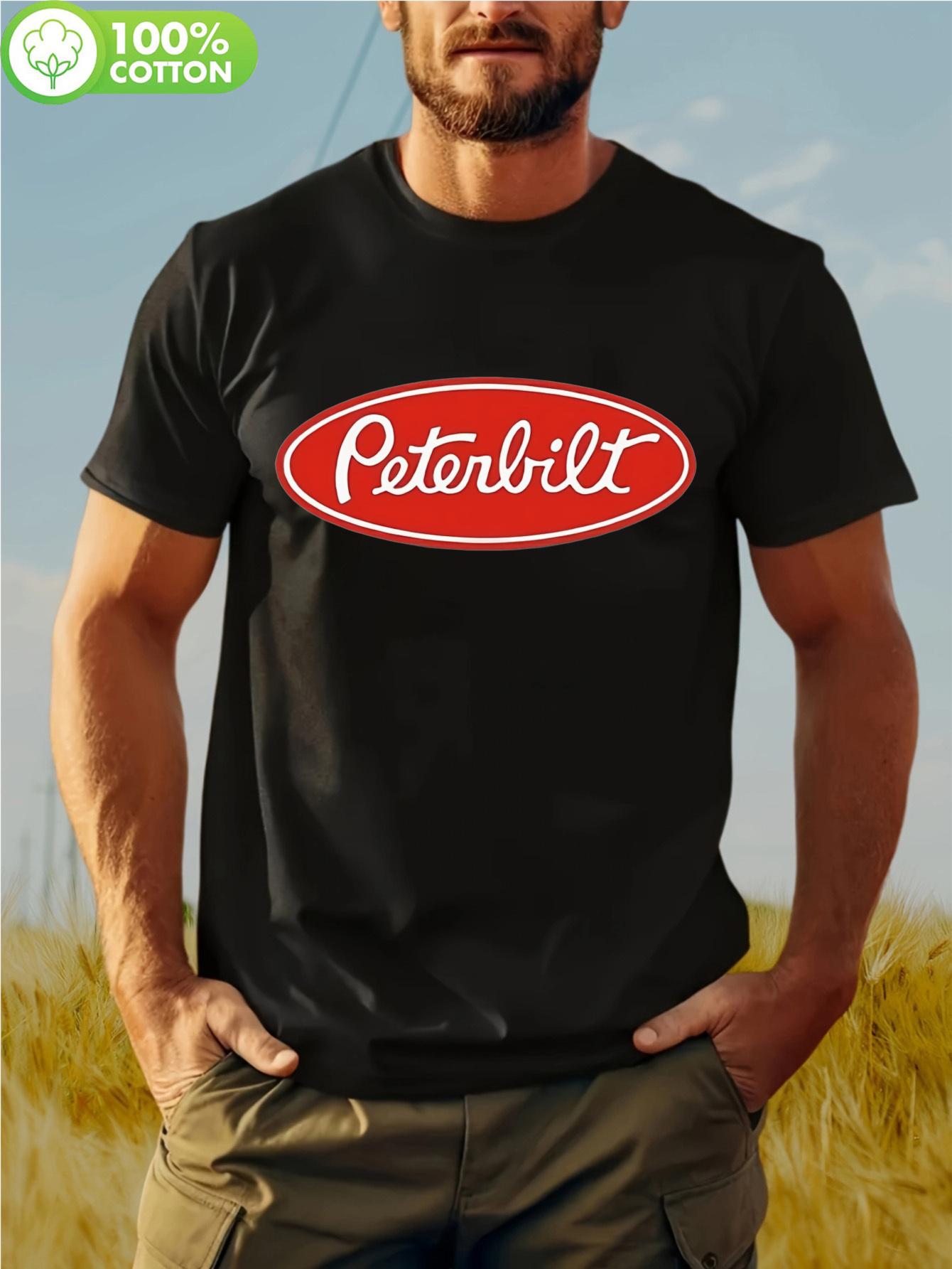 for PETERBILT Bold Red Graphic Cotton Tshirt - Black Casu... XXXXL