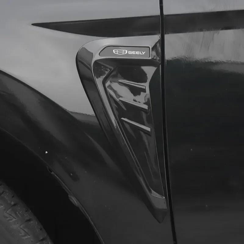 Car Shark 3D Gills Stickers Side Fender Vent Decoration Modification Hood Air Outlet Stickers For Geely Coolray Atlas Boyue NL3