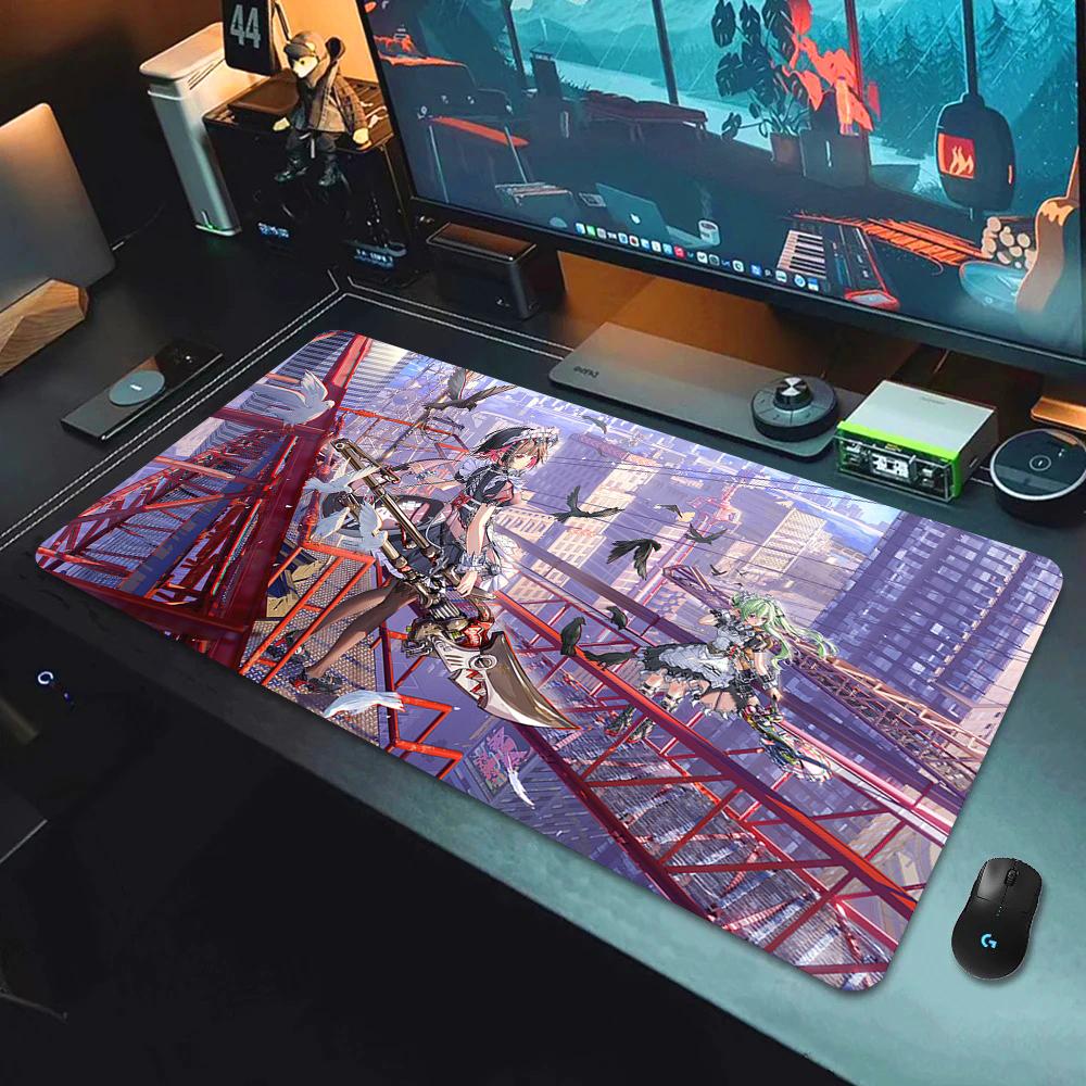 Gaming Mouse Pad with Antislip Base and Stitched Edges Anime Girl with Shark Print Desk Mat for PC Laptop Gaming