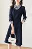 Chubikime Shirt Long Midi Faux Layered Spring Women's Dress, Sleeve, Length, A-Line, Layered, Turn-Down Collar, Look, Stylish, Slimming, Fall, Winter,