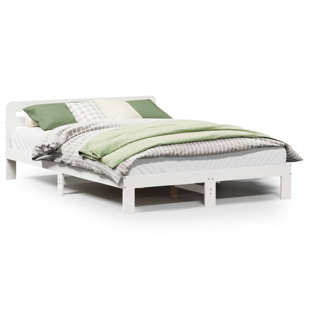 Solid Wood Bed Without Mattress White 140 X 200 Cm Pine Wood