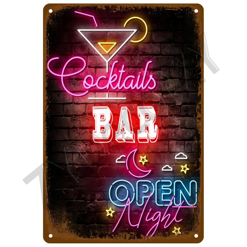 Vintage Posters Cocktail Tin Sign Plaque Metal Sign Plate Decoration Wall Art Home Decor For Bar Pub Club Man Cave Iron Painting