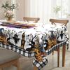 1 Halloween-Themed Scary Castle Print Plaid Pattern Round Tablecloth, Bat, Rectangular Tablecloth
