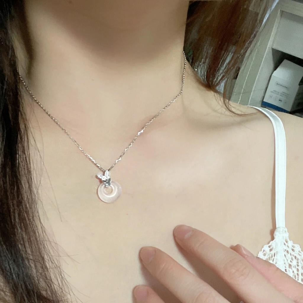 Tide Ping An Buckle Light Luxury Niche Necklace Temperament New Chinese Fashion Design Versatile Butterfly Love Necklace Female High Sense