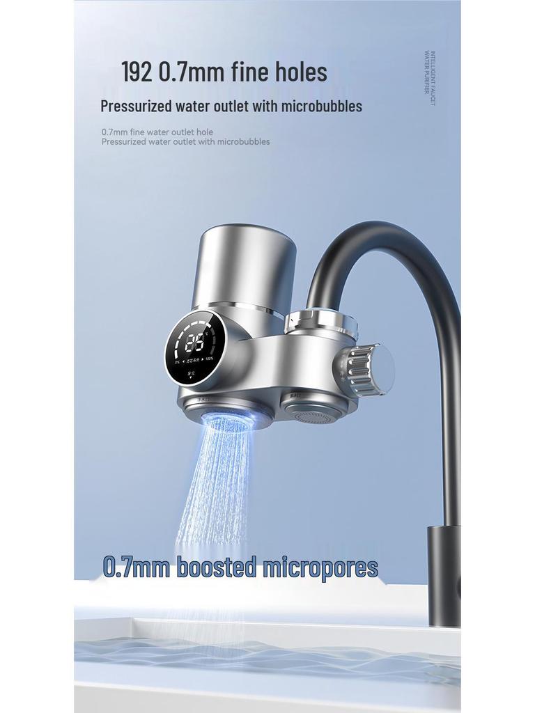 Smart Digital Faucet Water Purifier & Scale Inhibitor - Tap Filter for Kitchen & Bathroom, Detachable & Washable.