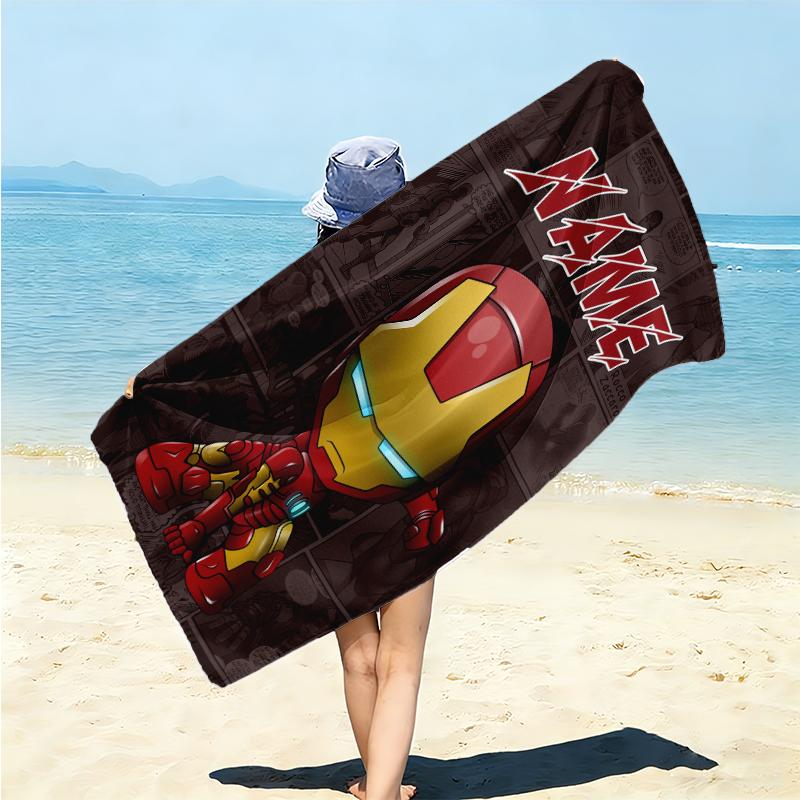 Personalized Captain America's Shield Beach Towel Microfiber Beach Towel Thin Absorbent for Beach Swimming Yoga Bath Sports. 091064