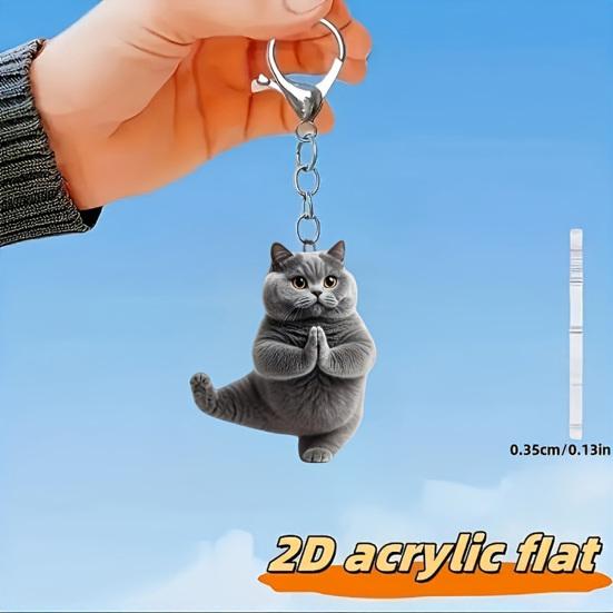 2 Stück Schlüsselanhänger 2D Flacher Acryl-Katzenanhänger Auto-Schlüsselanhänger Taschen Autos Geldbörsen Zubehör Geburtstage Feiertage Tägliche Nutzung