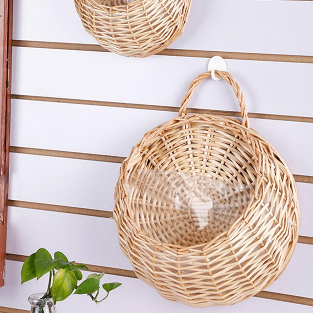 Hanging Planter Basket Handmade Wicker Rattan Flower Basket