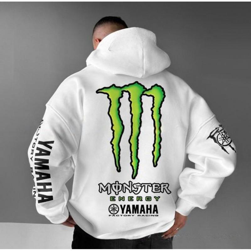 Felpa con cappuccio da uomo Y2K con stampa Monster Energy, stile streetwear hip-hop, top con cappuccio casual largo alla moda per adulti, adatto per l'uso quotidiano e lo sport.