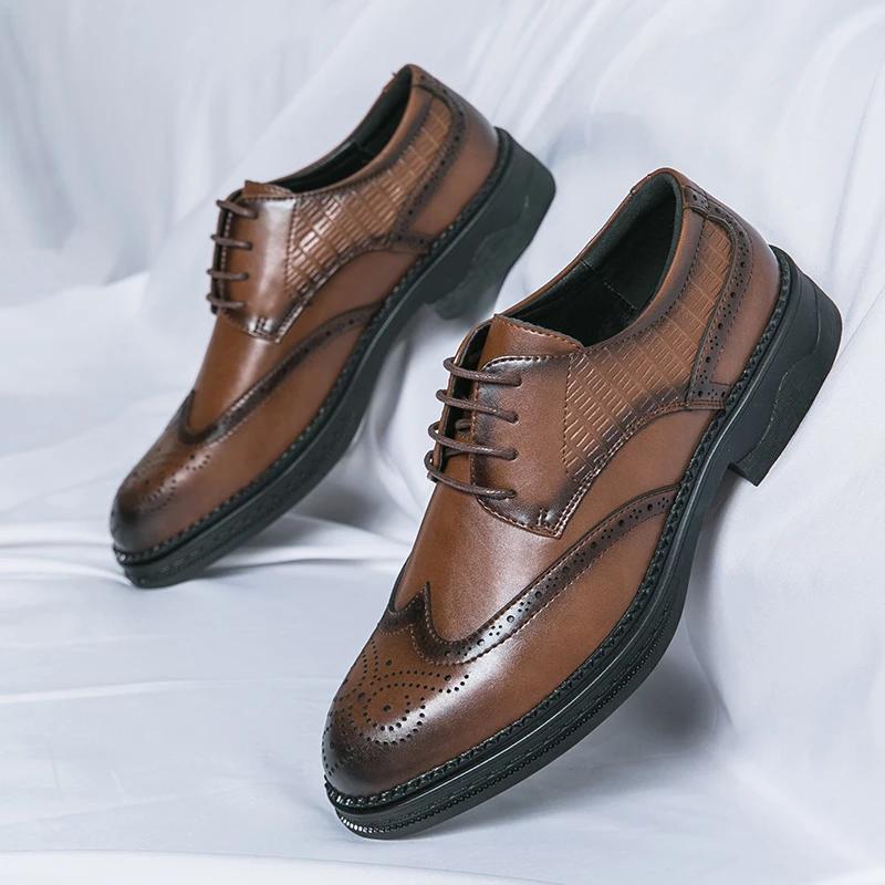 Brogues alla moda, scarpe casual da uomo in pelle, mocassini, scarpe a blocchi cucite a mano, design lusso s, scarpe sociali, slip-on