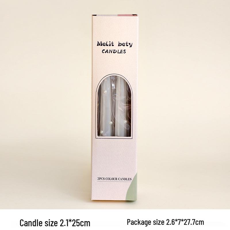 

Pearlescent White Long Stem Candles - Two Pack for Weddings & Candlelight Dinners