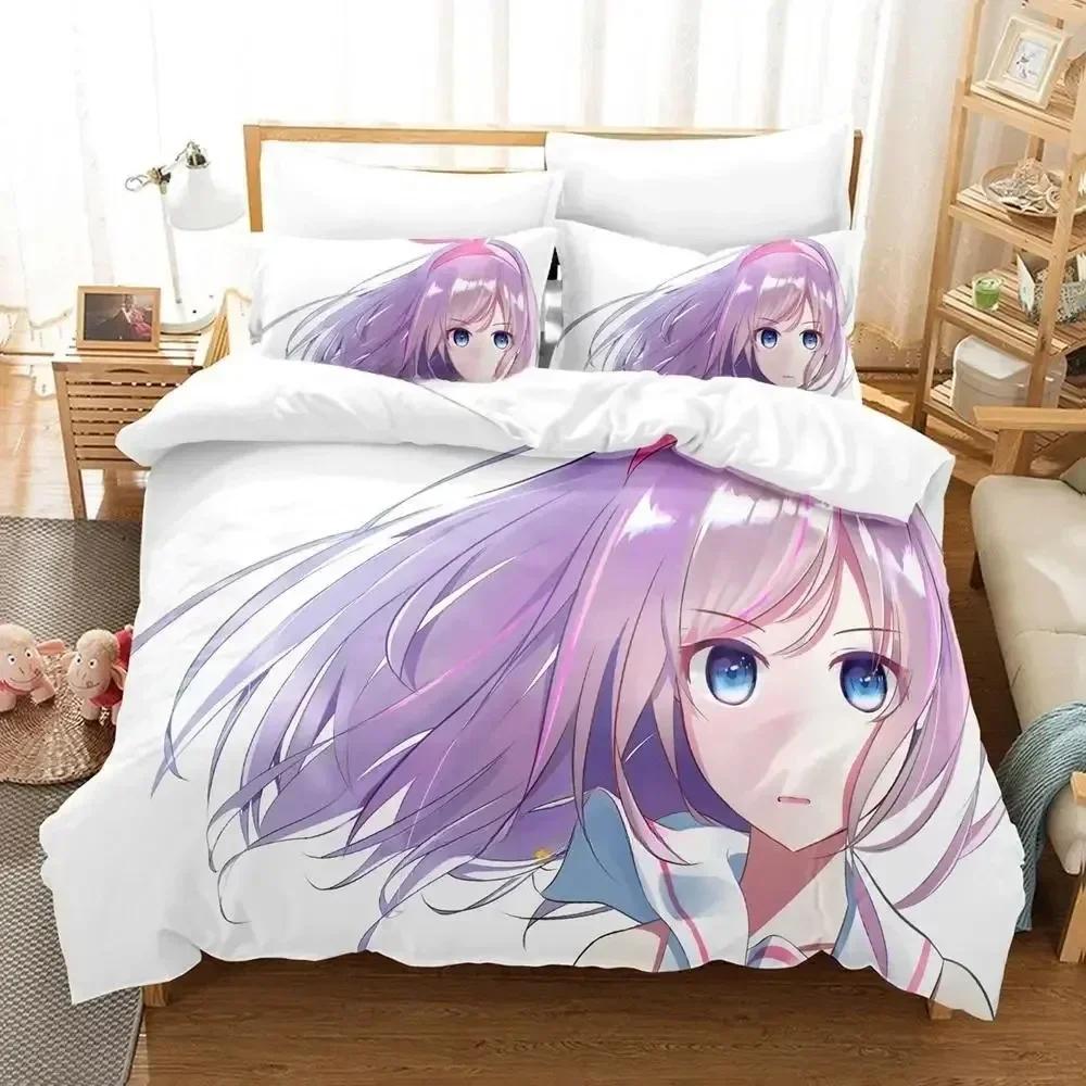 AI Channel Ložní souprava Jednolůžko Dvojlůžko Plná Velikost Queen King Ložní souprava Dospělý Dítě Ložnice Sady povlečení 3D Tisk Anime Sada prostěradel