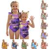 Girls One Piece Swimsuit Summer Hawaiian Print Swimwear Kids Casual Fashion Ruffle Sleeve Beachwear Bathing Suit for Children