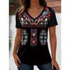 Women's T Shirt Print Graphic Geometric Paisley Bohemia Vintage Stylish Short Sleeve V Neck Regular Tops