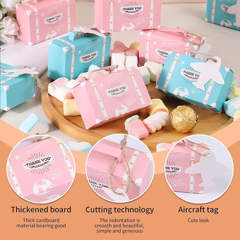 10/30Pcs Thank You Suitcase Gift Box Baby Shower Candy Chocolate Packaging Box Kids Bithday Party Supplies Travel Wedding Favors