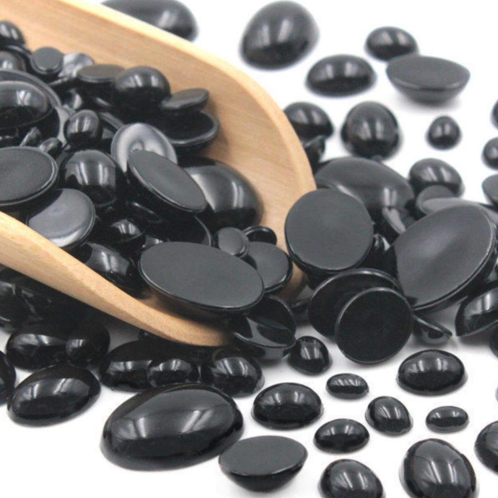 Oval Black Flat Bottom Eyes for DIY Handmade Doll Hair Clips - Wool Yarn Plush Accessories
