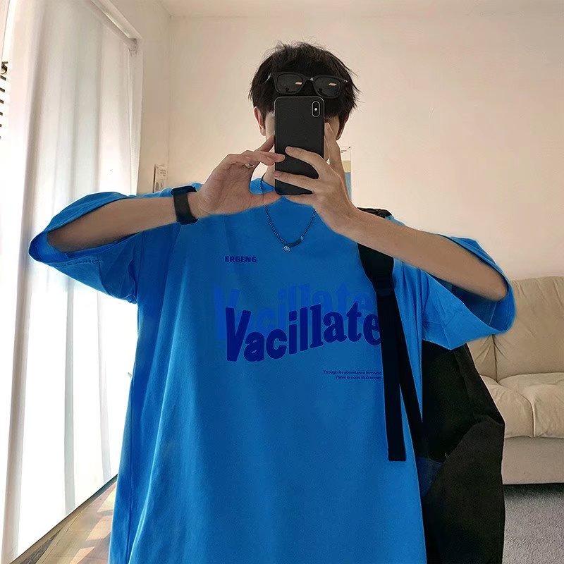

M-5XL мужские футболки с коротким рукавом с буквенным графическим принтом, повседневная футболка для мужчин, топы с круглым вырезом в стиле ретро для 5XL синий