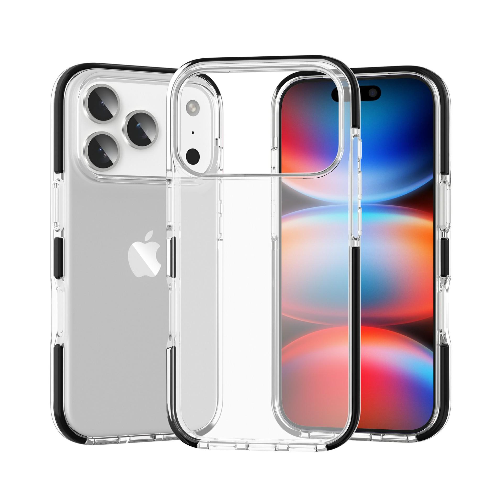 iPhone 18 Pro Max Transparent Zweifarbiges TPU+TPE Stoßfestes Weiches Case iPhone 16 Pro Max transparente schwarze