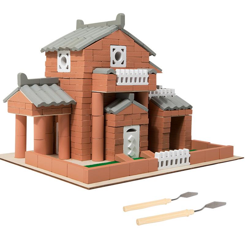 

Children s wooden small handmade DIY wall building block parent-child interactive building creative villa educational toys