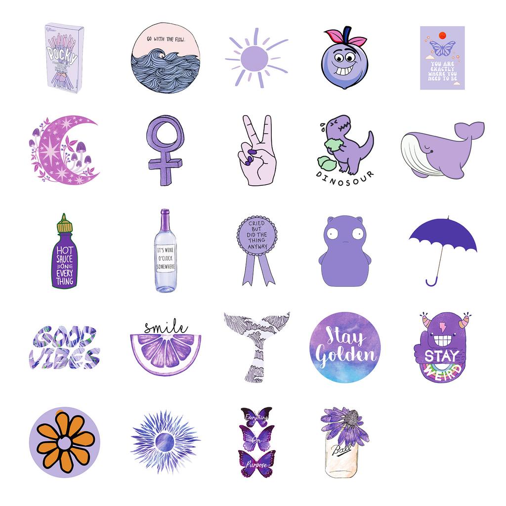 50 Purple Personalized Hand-Painted Graffiti Stickers Pp Waterproof Decorative Graffiti Stickers Diy Luggage Flat