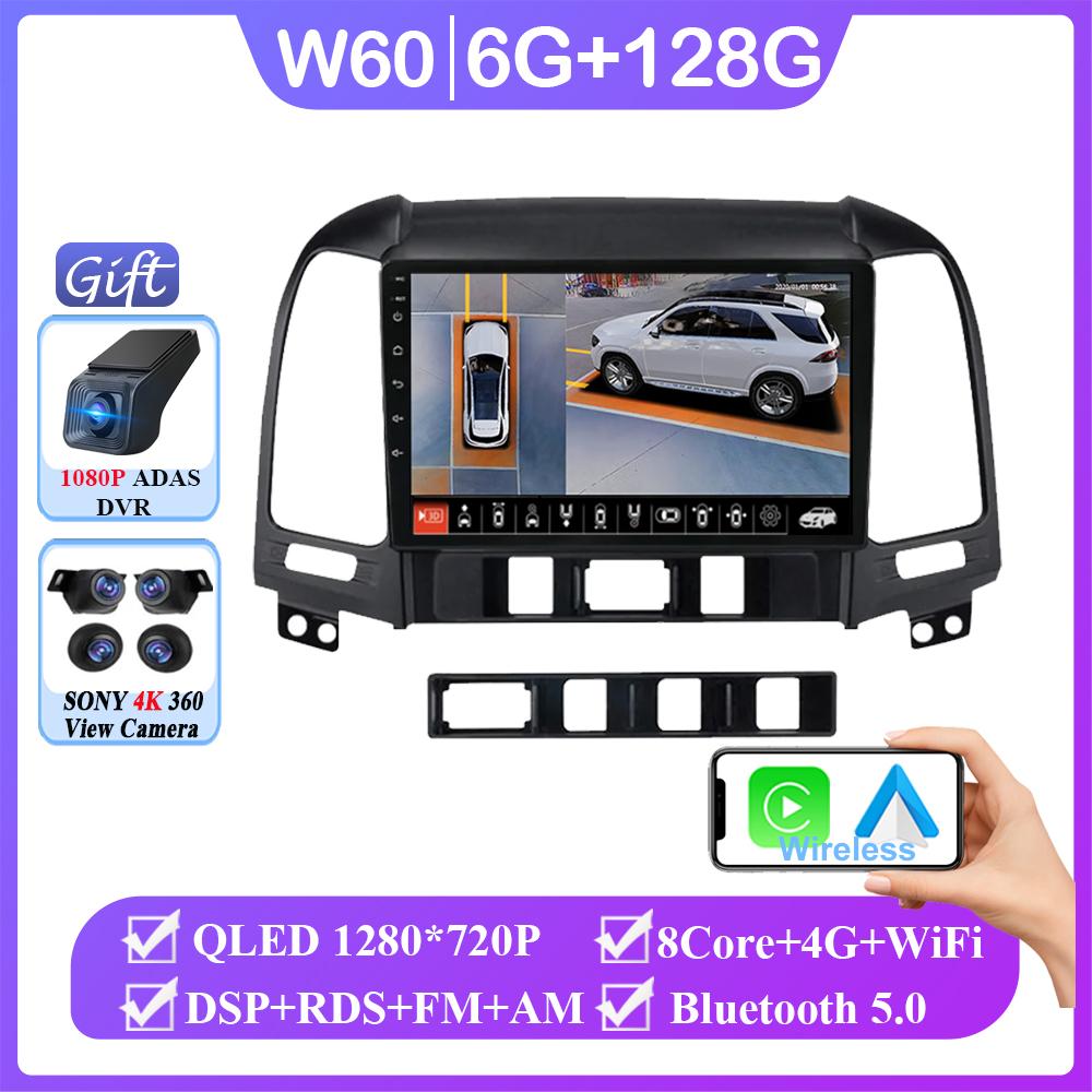 KI Sprache Android 14 DSP Autoradio Multimidia Videoplayer Navigation GPS Für Hyundai Santa Fe 2 2006-2012 2din Head Unit Carplay
