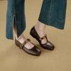 Sheepskin version~ Genuine leather flat-bottomed retro word with Mary Jane shoes, women's square head shallow mouth single shoes, small leather shoes
