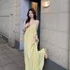 Women's French Style Spaghetti Strap A-Line Dress - Loose, White, Age-Reducing, Perfect for Summer Vacations