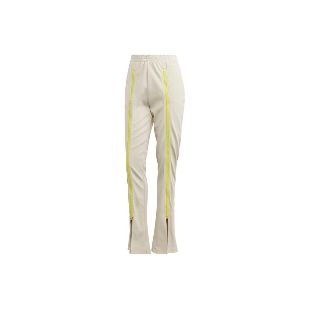 Adidas X Stella McCartney Collaboration SS23 Logo Print Flared Mid-Rise Fitted Knit Sports Pants Women Bottoms Light-Yellow IJ0599