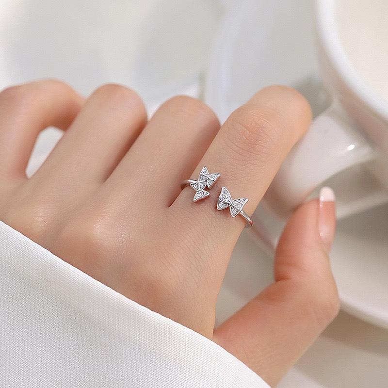 Women's Luxury Three Butterflies Zircon Diamond Open Ring