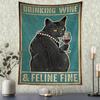 Funny Black Cat Decorative Tapestry Office Living Room Decor Home Wall Tapestry